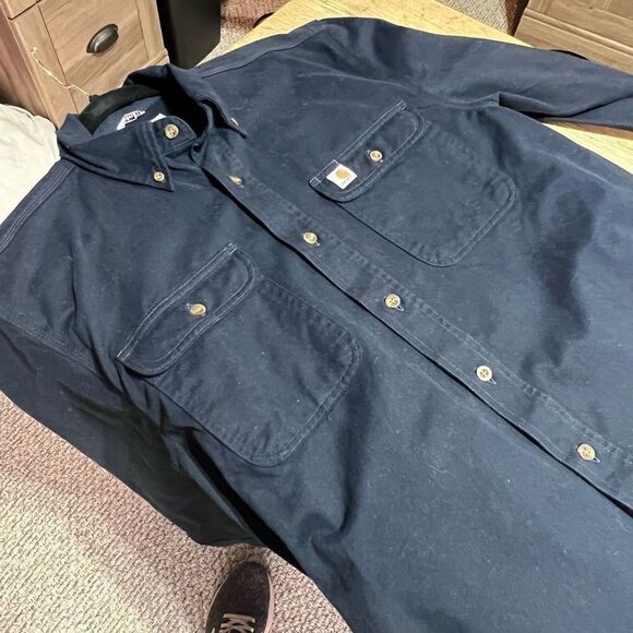 Carhartt Men's‎ Blue Button-Down Long Sleeve Original Fit Shirt Size Medium - Picture 8 of 11